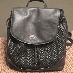 Coach Black Quilted Backpack